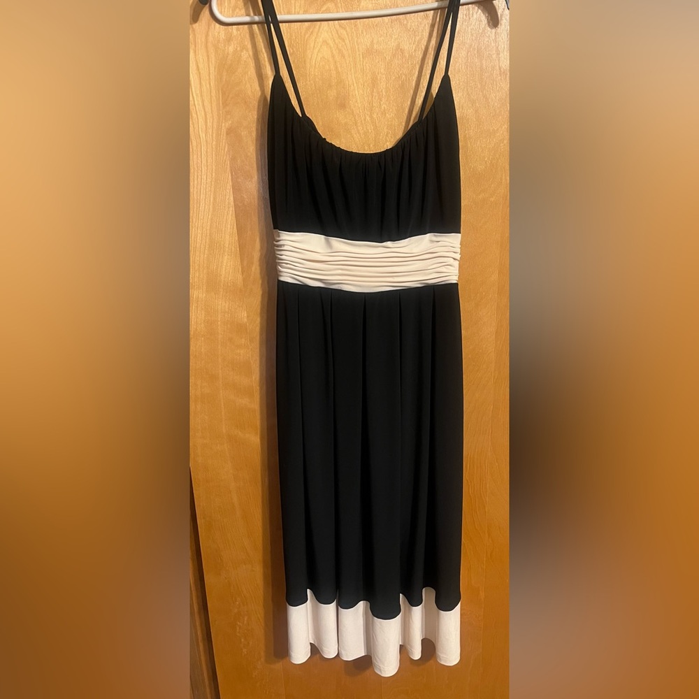 Jones New York black and cream party dress spaghetti strap size 12 women’s